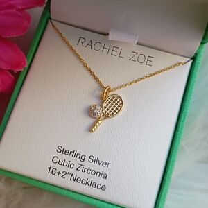 Rachel Zoe Tennis Racket Ball Gold Plated Sterling Silver Necklace